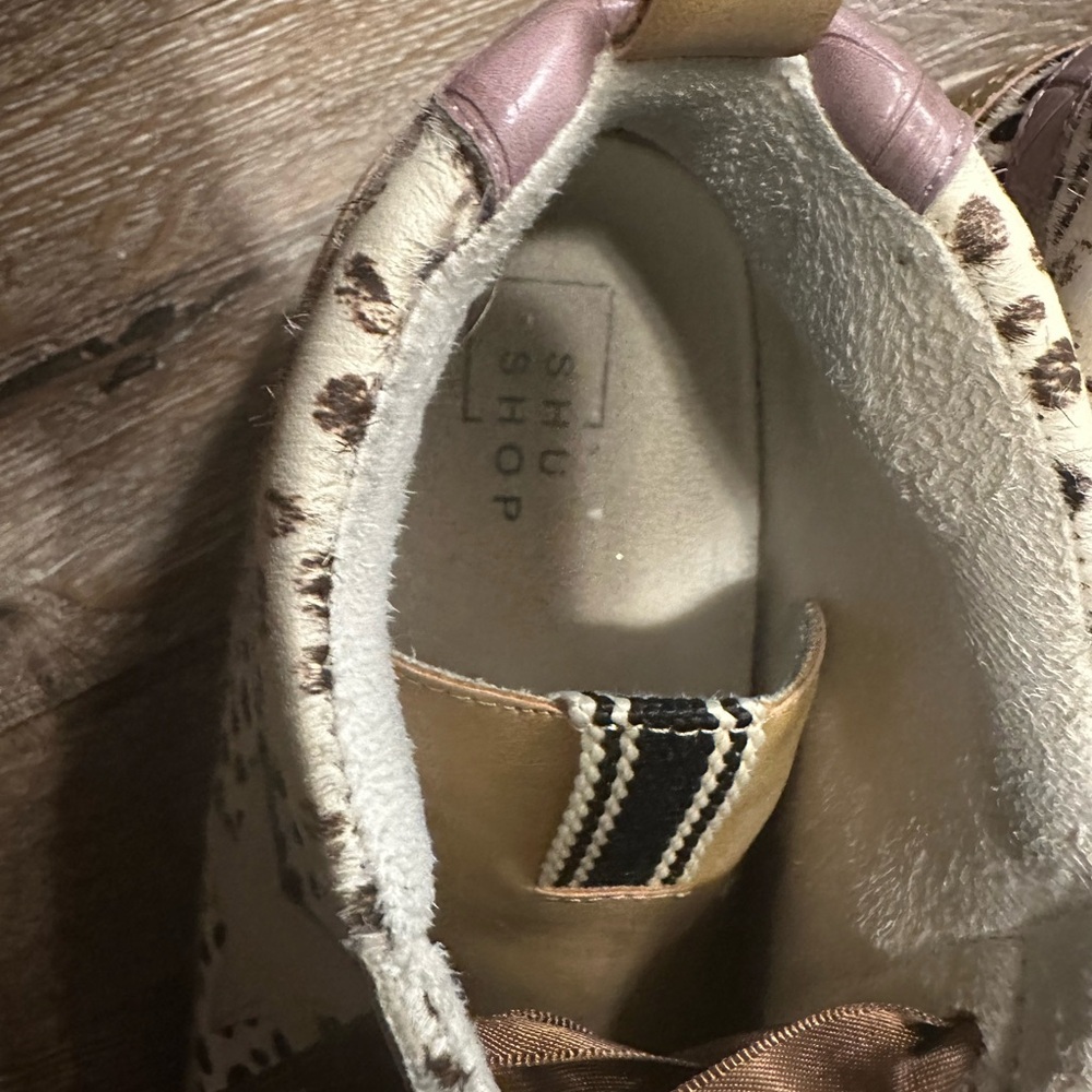 ShuShop Brown and Cream Sneakers with Satin Ribbon Laces - Picture 4 of 5
